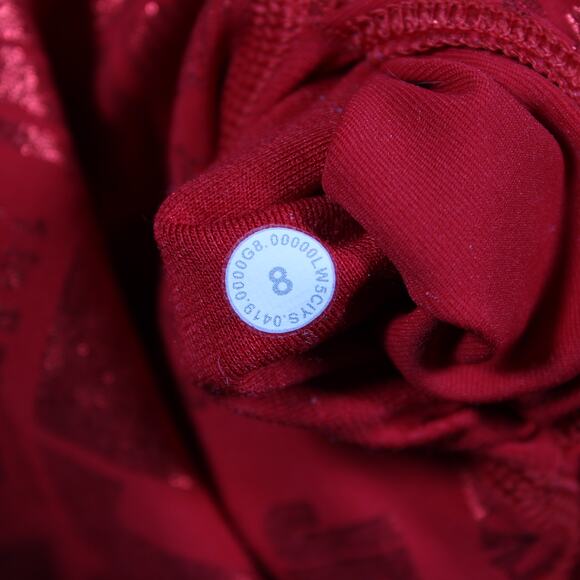 Lululemon Leggings Womens 8 Red High Rise 26" Foil Text Print - Picture 4 of 10